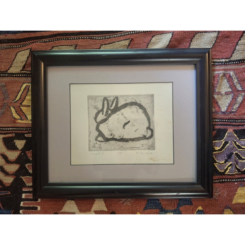 Kent Ambler 'Rabbit II' Signed Print Matted & Framed